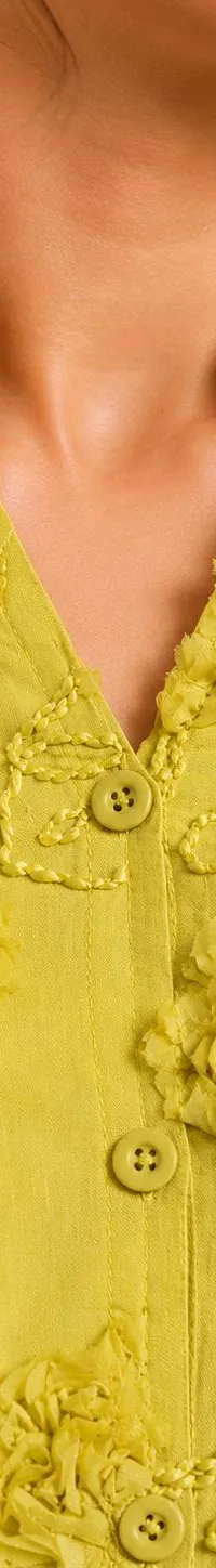 lime yellow emb shirt, view 2 of 2