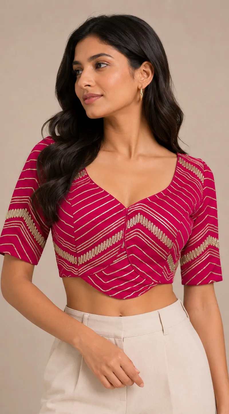 Pink kadhai blouse