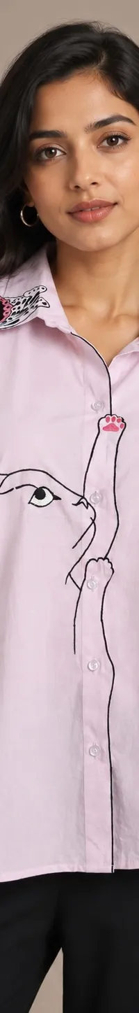 Cat and butterfly collar shirt, view 1 of 2
