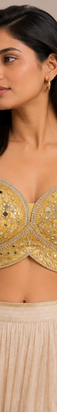 Yellow mirror work, view 1 of 2