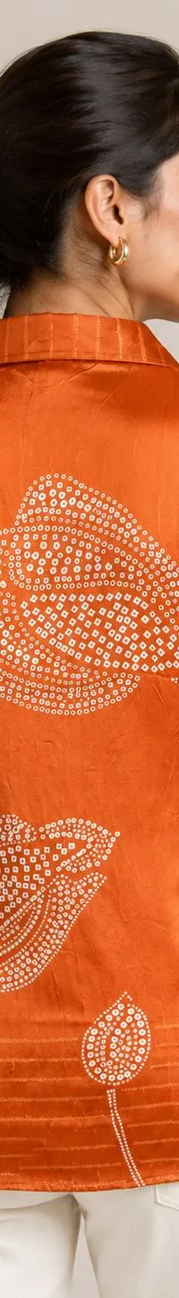 orange crepe ajrak print, view 2 of 2