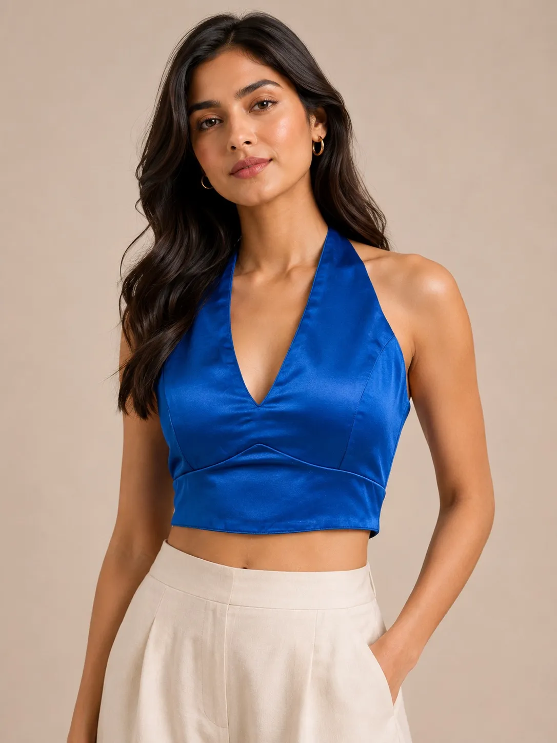 Blue halter blouse