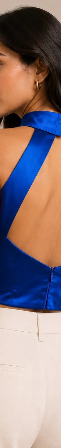 Blue halter blouse, view 2 of 2