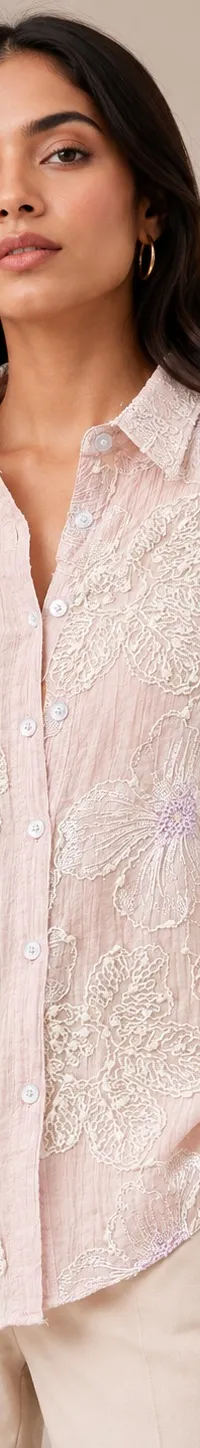 Pink embroidery shirt, view 1 of 2