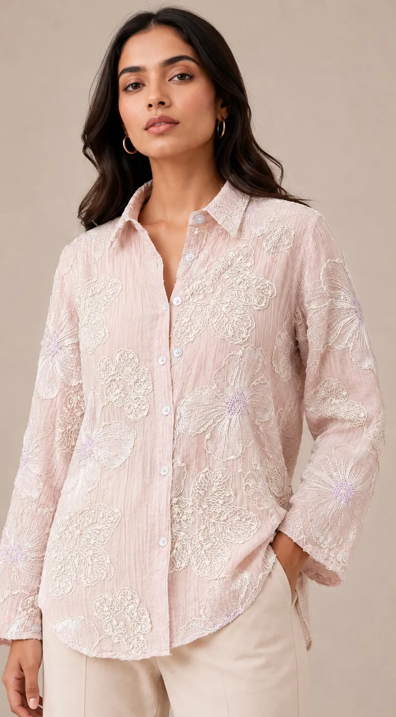 Pink embroidery shirt