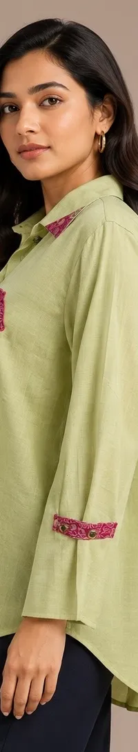 Green shirt, view 2 of 3