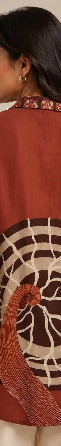 Brown printed shirt, view 2 of 2