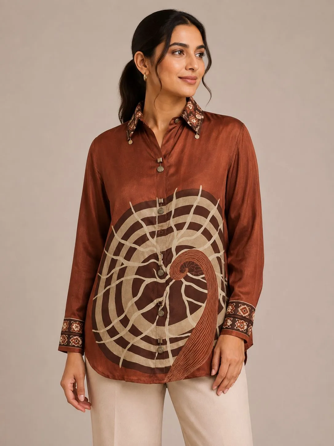 Brown printed shirt