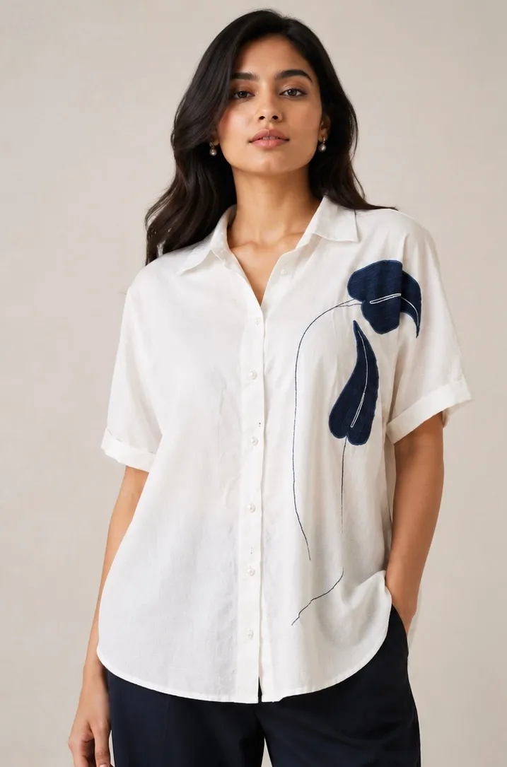 Blue leaf shirt
