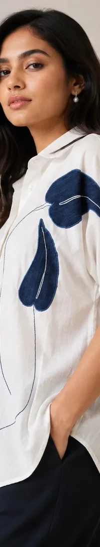 Blue leaf shirt, view 2 of 2